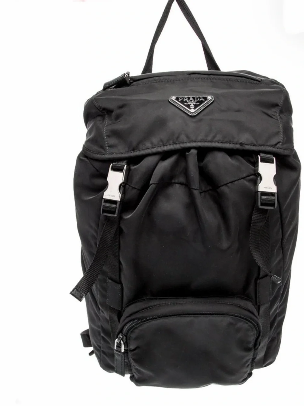 Prada Black Tessuto Nylon Montagna Double Buckle Backpack